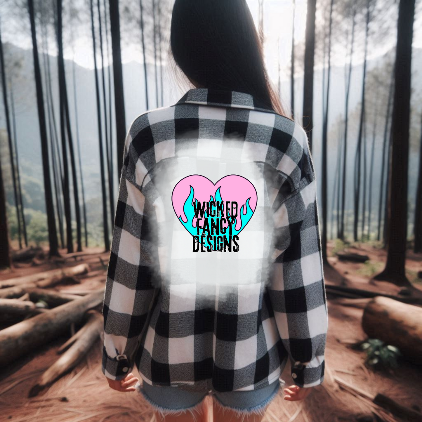 Bleached flannel mockup white & black - TSHIRT MOCKUP ONLY