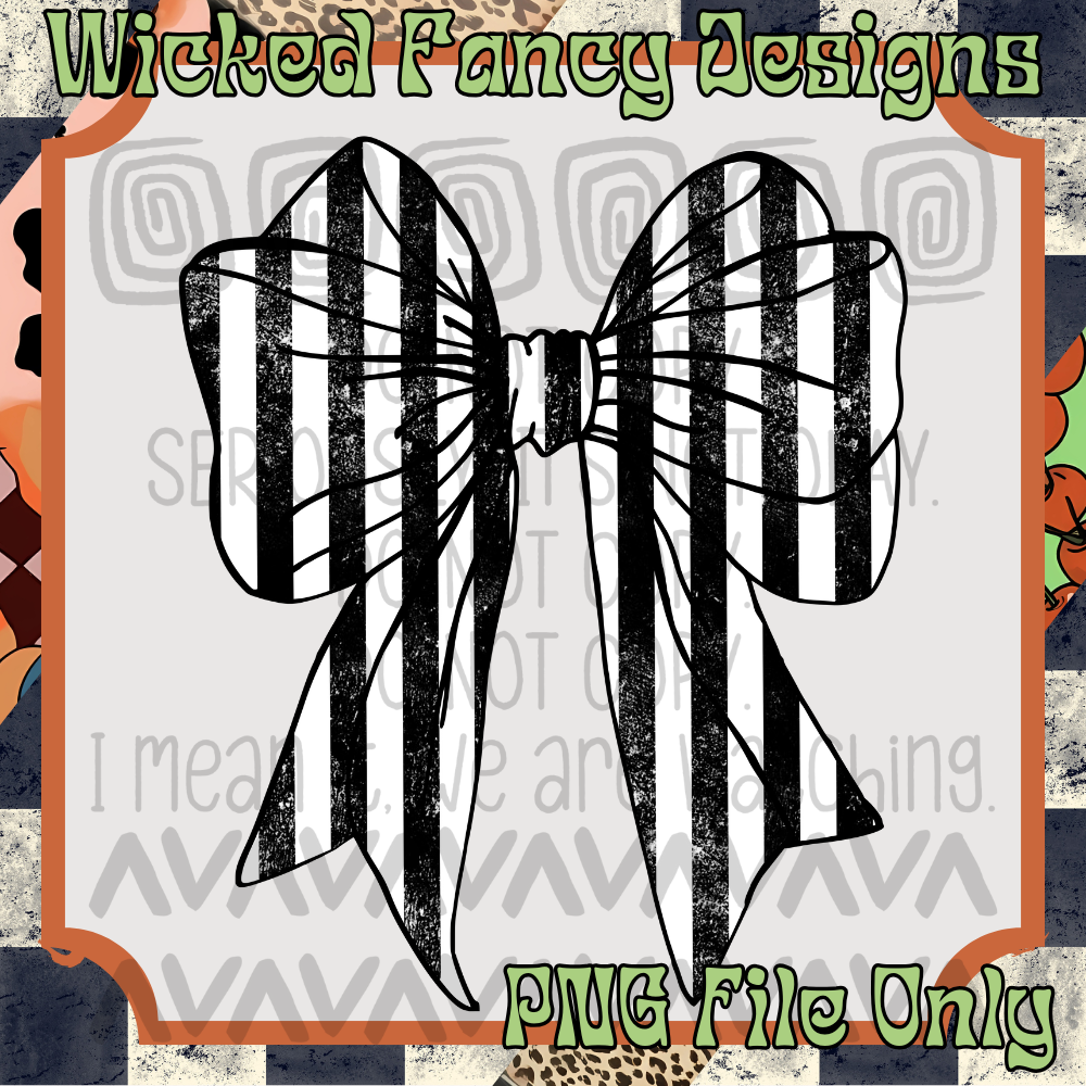 Striped bow; PNG DIGITAL FILE ONLY
