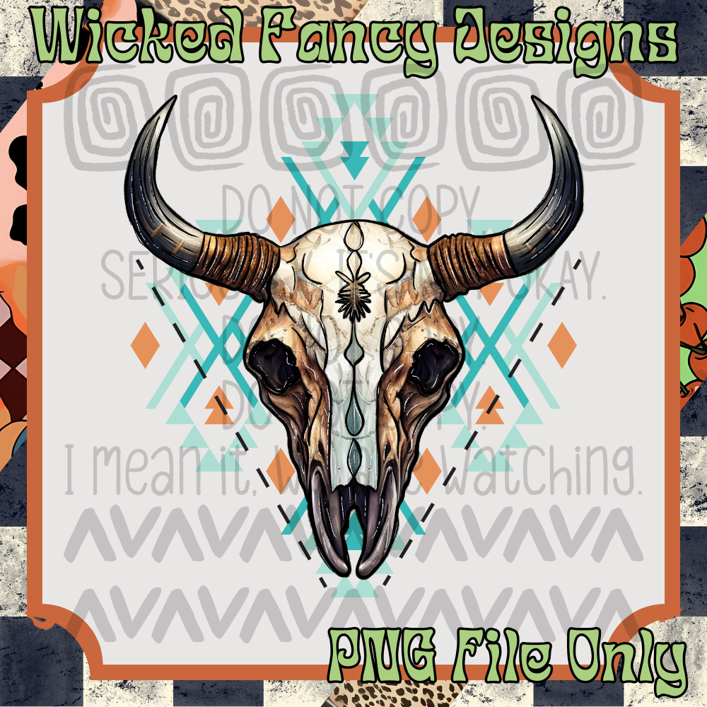 Aztec Skull; PNG DIGITAL FILE ONLY