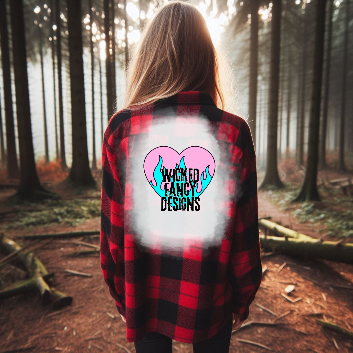Bleached flannel mockup red & black - TSHIRT MOCKUP ONLY