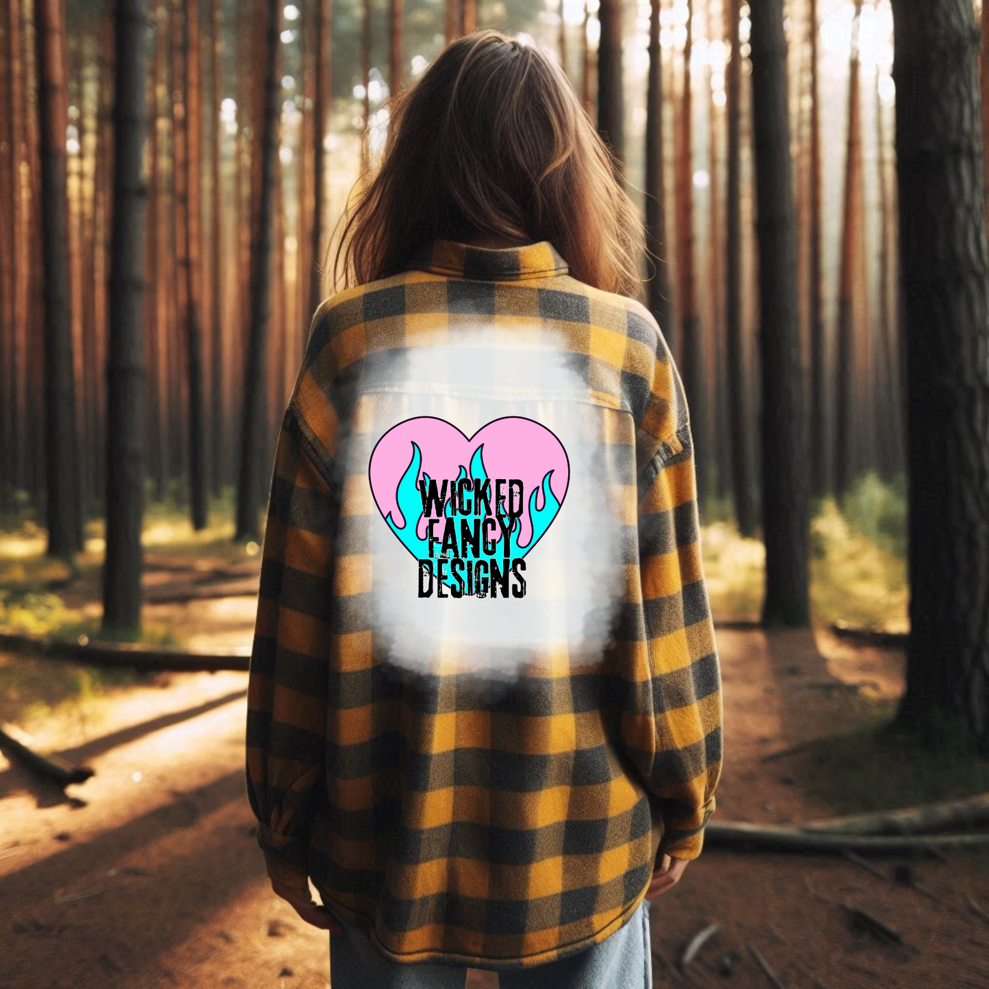 Bleached flannel mockup yellow & gray - TSHIRT MOCKUP ONLY