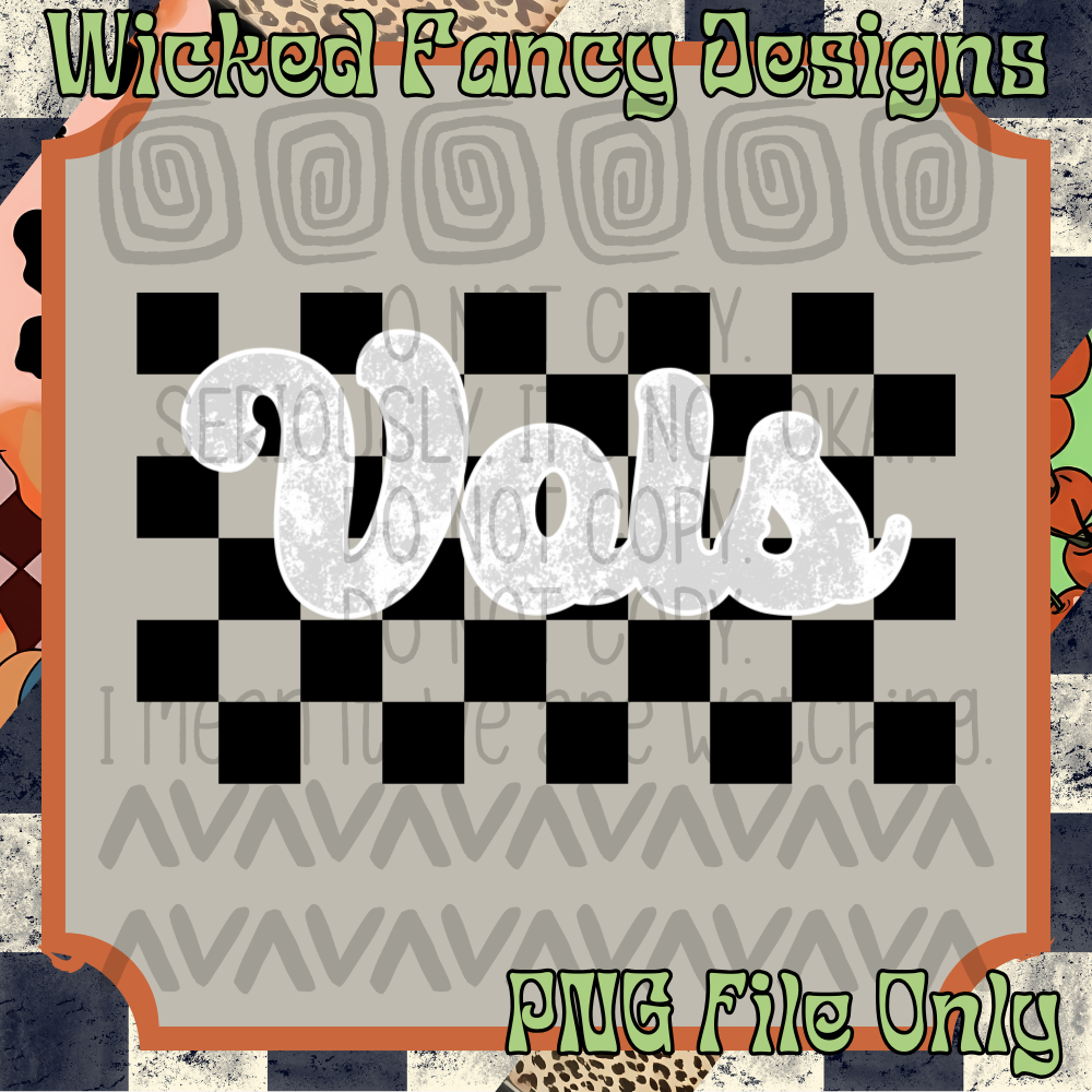 B&W checkered mascot - Vols; PNG DIGITAL FILE ONLY