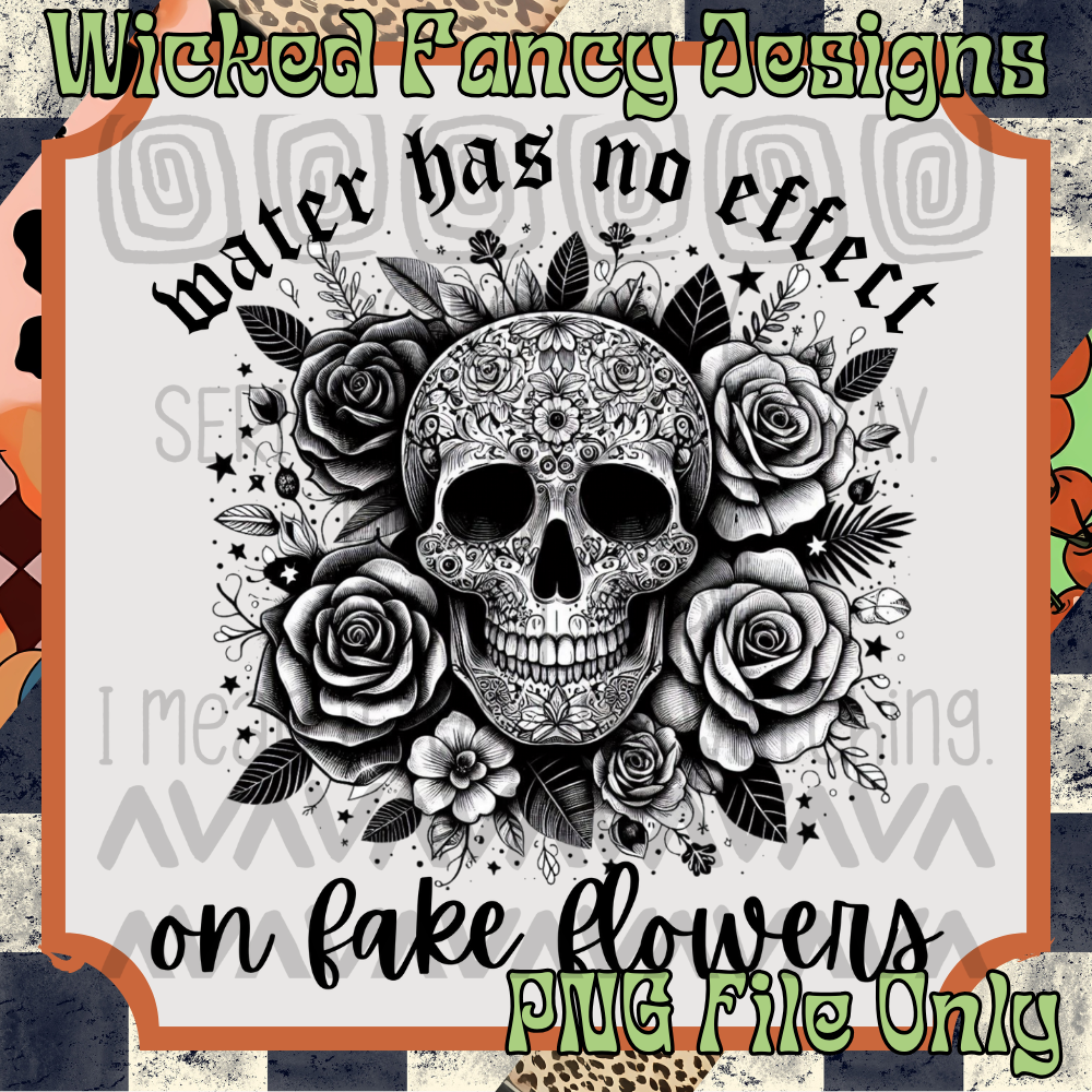 Water has no effect on fake flowers; PNG Digital File Only