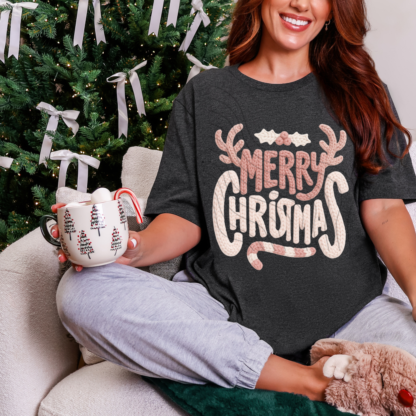 Pink Merry Christmas crochet ; PNG DIGITAL FILE ONLY (OCT2025)