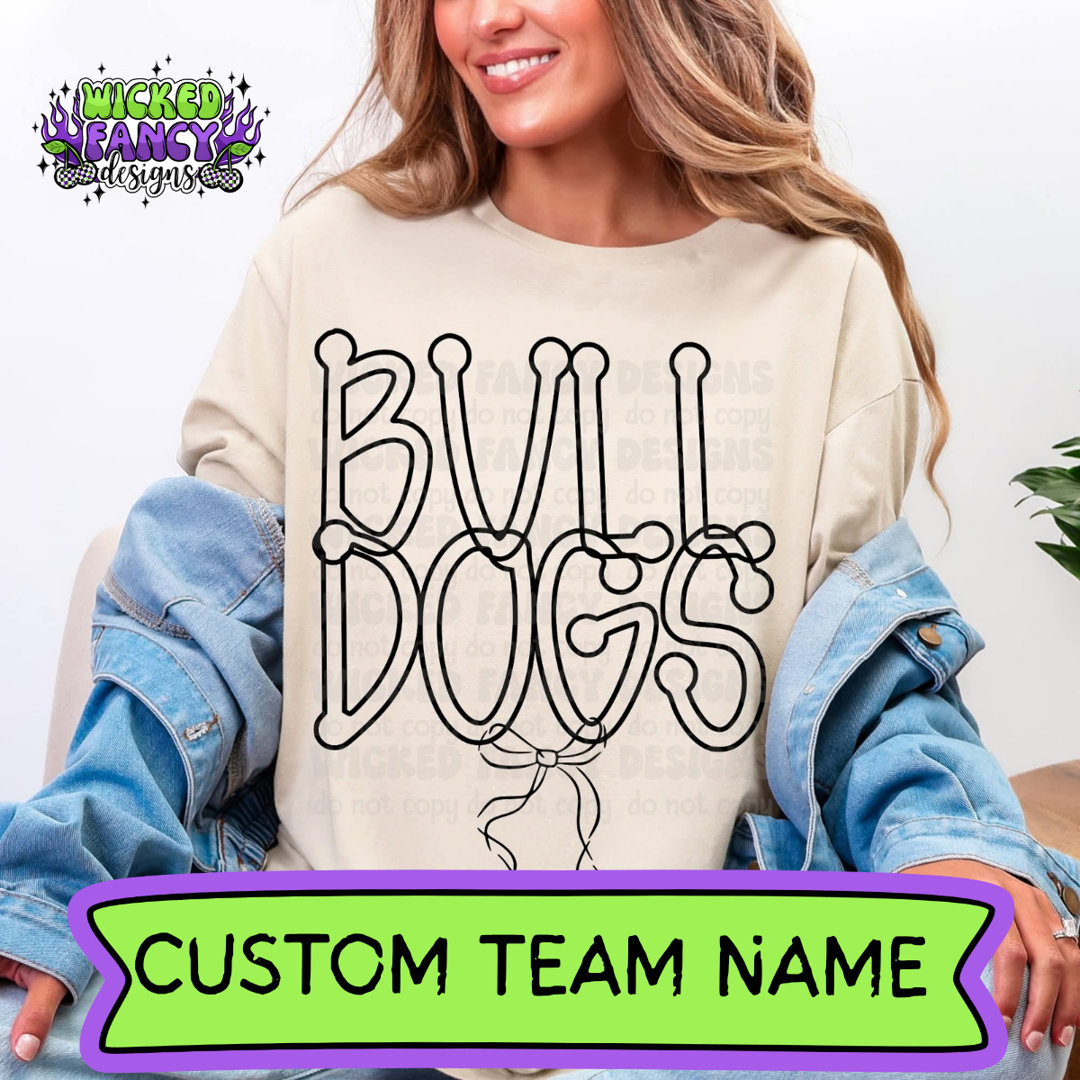 CUSTOM mascot name w/ BOW; PNG DIGITAL FILE ONLY