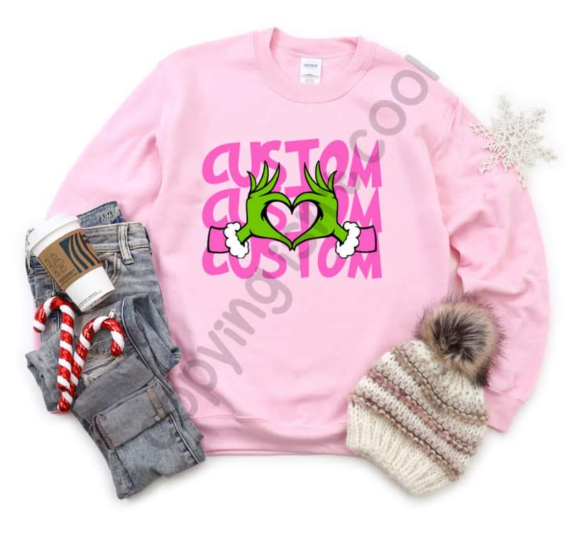 Pink & green heart hands custom ; PNG DIGITAL FILE ONLY