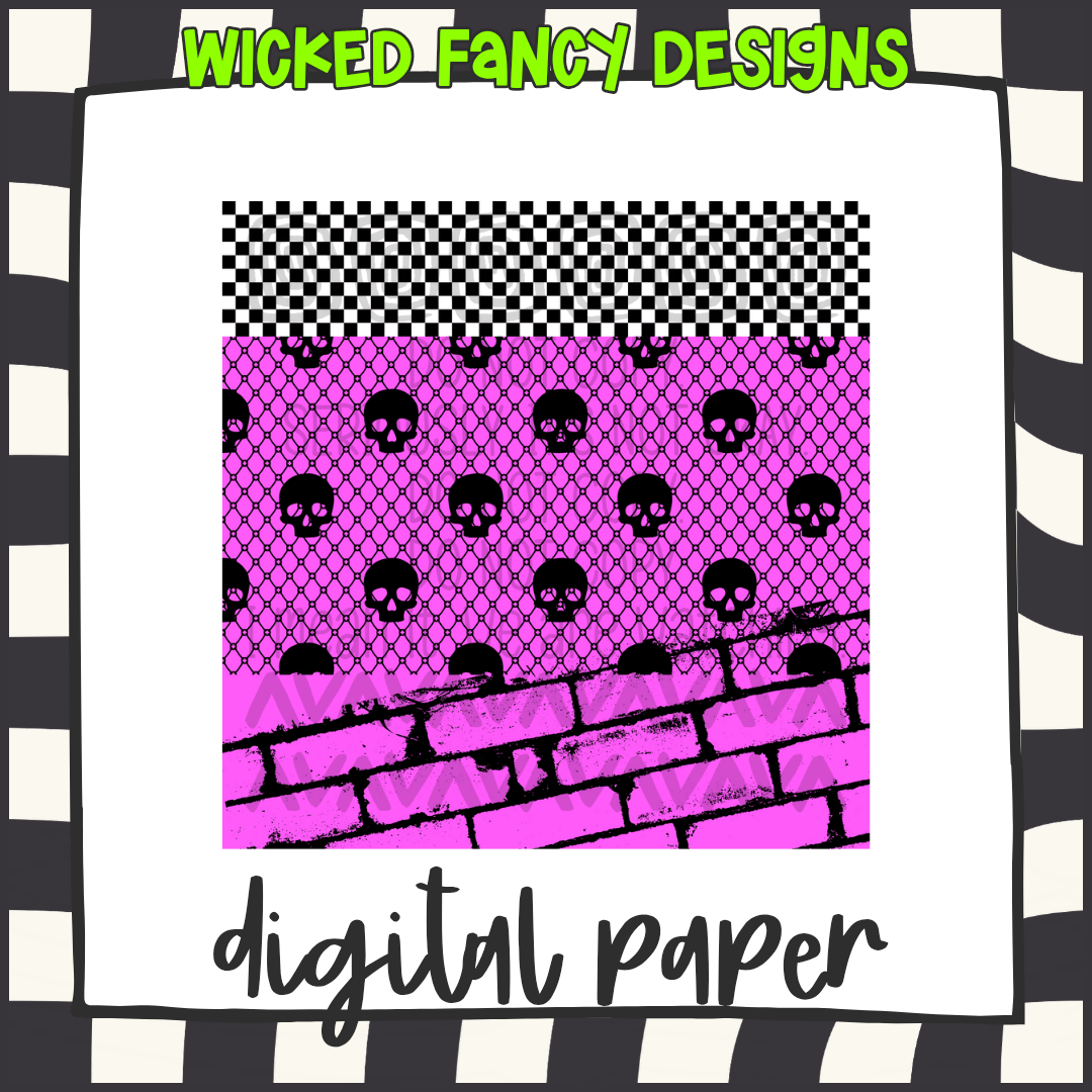 Hot pink skellies ; digital paper