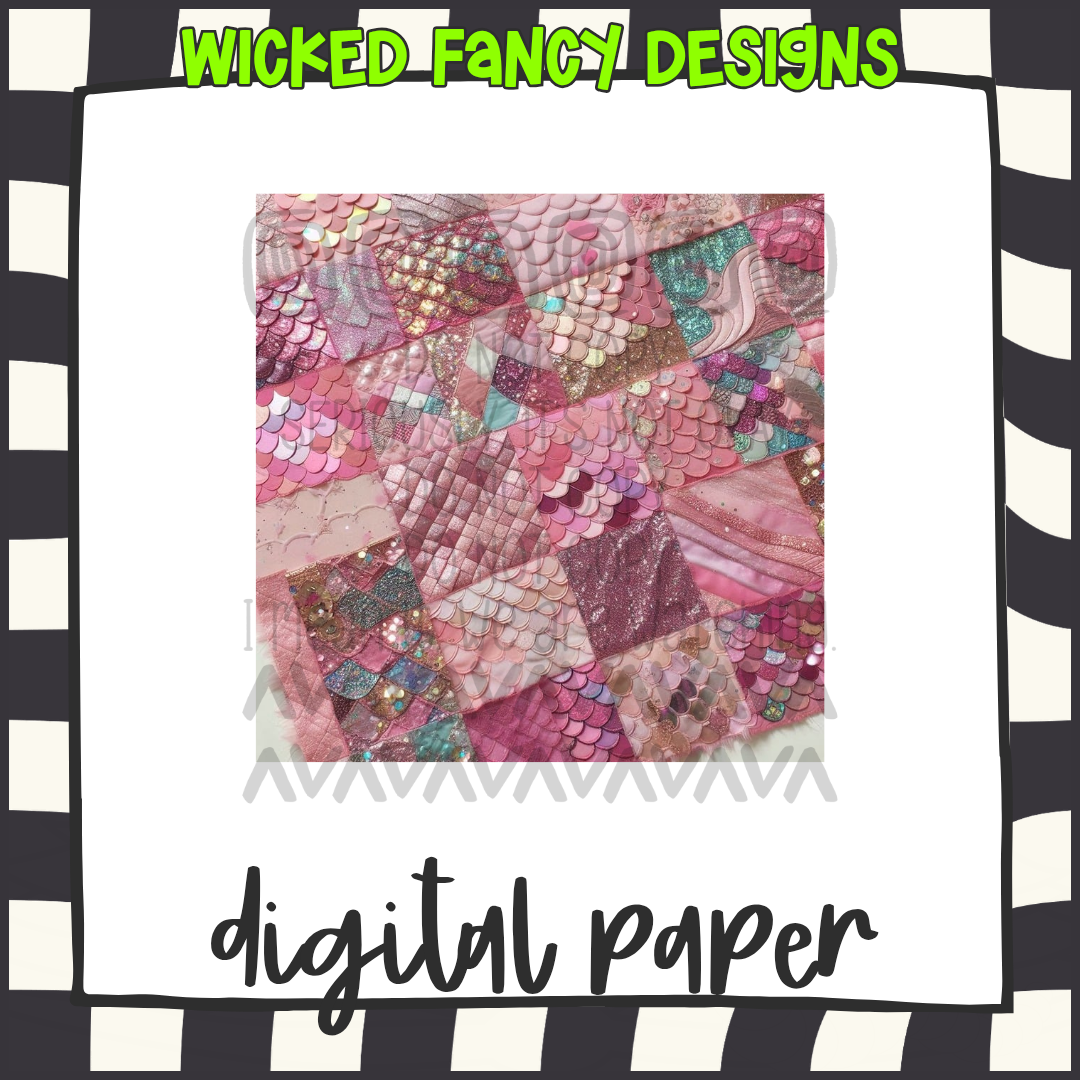 Mermaid patchwork ; digital paper