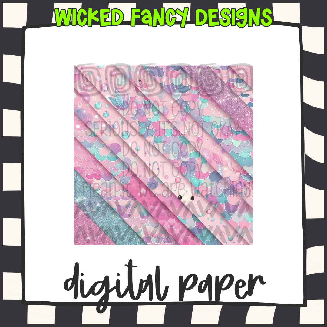 Mermaid faux glitter ; digital paper
