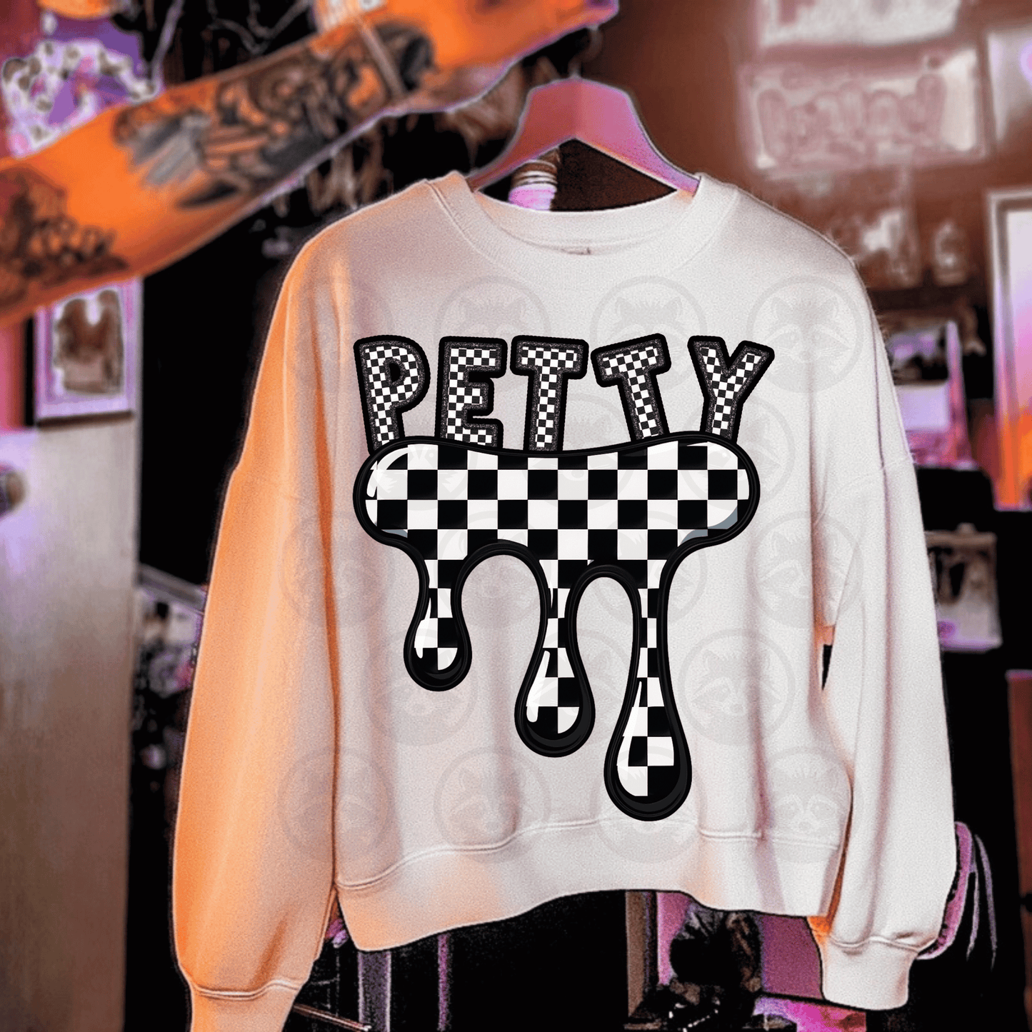 Petty checkered drip ; PNG DIGITAL FILE ONLY (NOV2025)