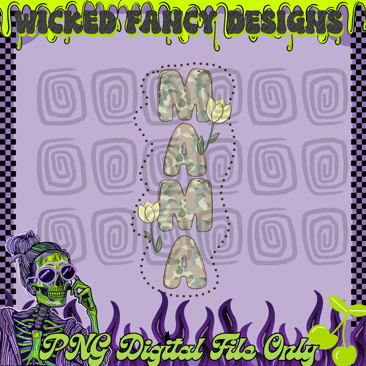 Mama camo tulips ; PNG DIGITAL FILE ONLY