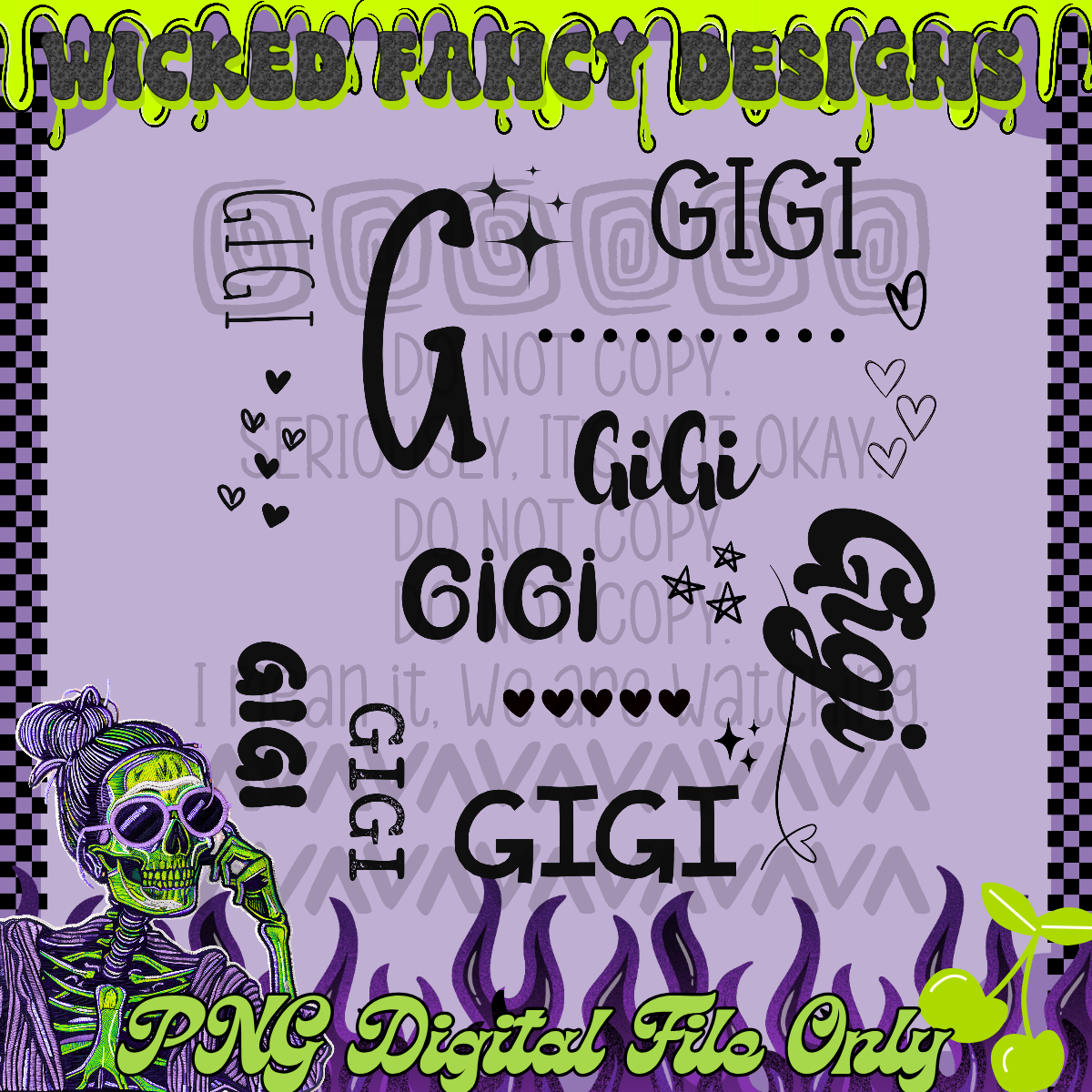 Gigi typography art; PNG DIGITAL FILE ONLY