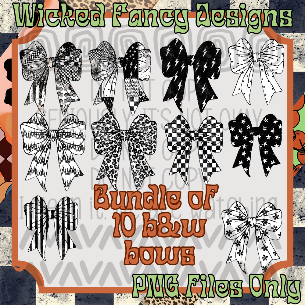 B&W Bows Bundle; PNG files only