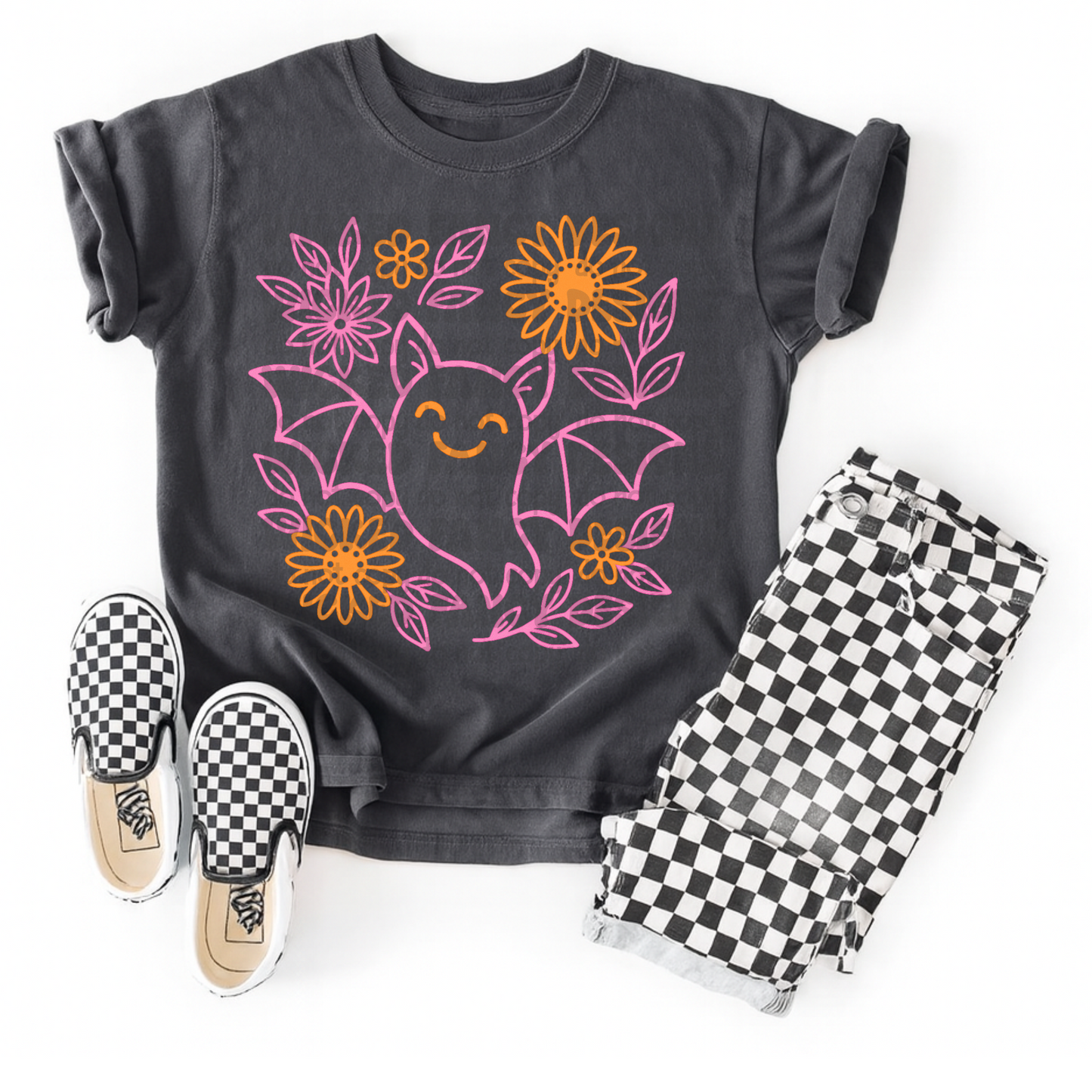 Preppy floral bat; PNG DIGITAL FILE ONLY (SEPT2025)