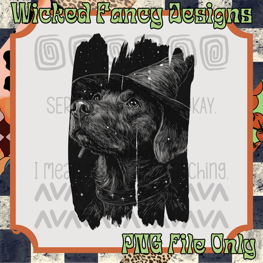 Black lab witch; PNG DIGITAL FILE ONLY