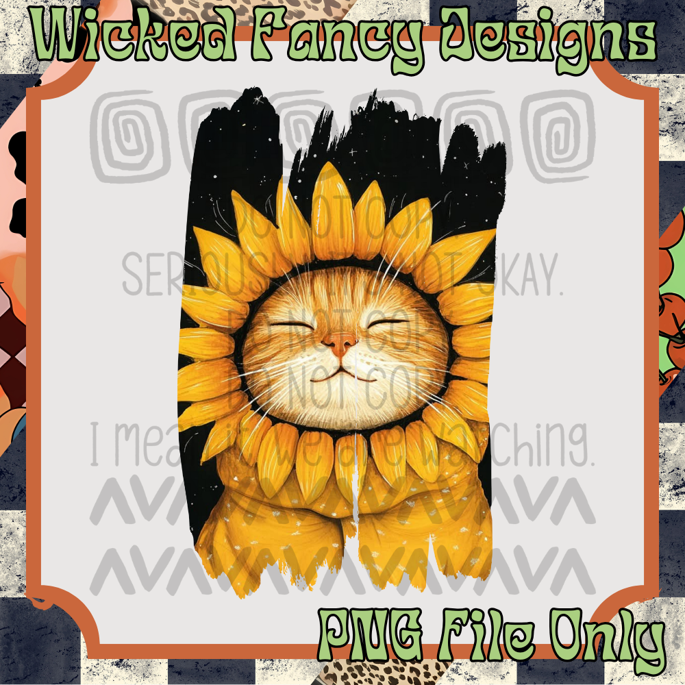 Sunflower cat2; PNG DIGITAL FILE ONLY