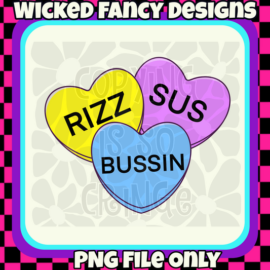 Trendy Candy Hearts; PNG DIGITAL FILE ONLY