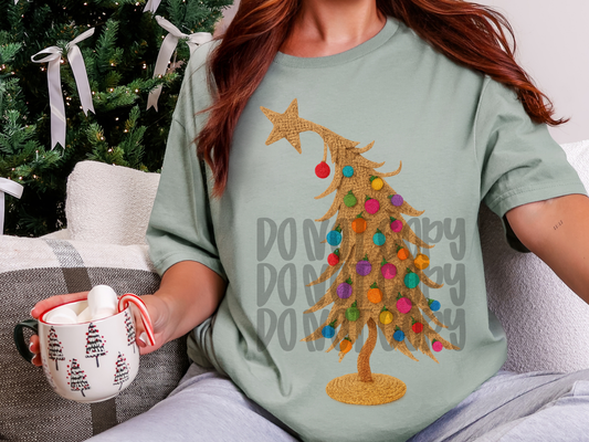 Leaning Christmas tree burlap ; PNG DIGITAL FILE ONLY (OCT2025)