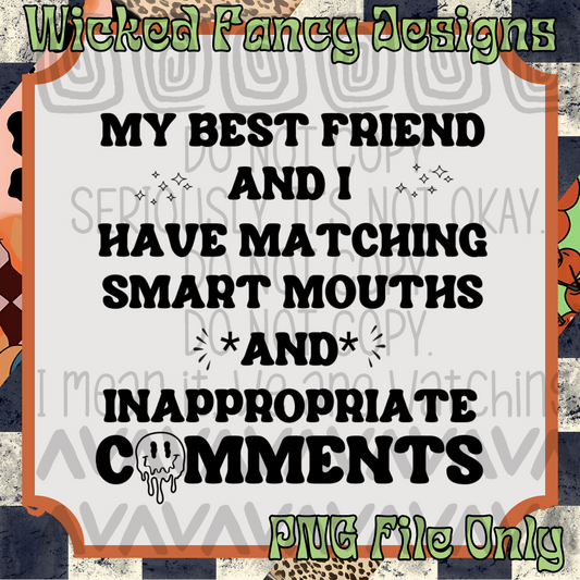 Best Friend - Matching Smart Mouths;  PNG Digital File Only.