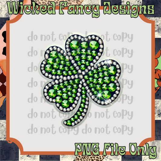 Faux rhinestone clover #1 ; PNG DIGITAL FILE ONLY