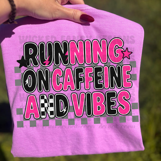Running on Caffeine and Vibes Checkered; PNG DIGITAL FILE ONLY (AUG2025)