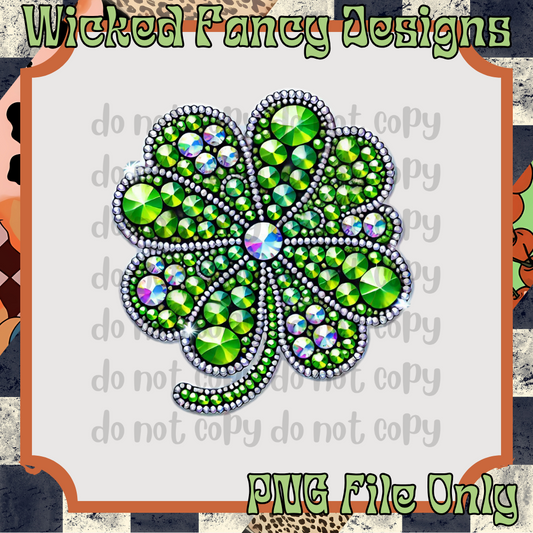 Faux rhinestone clover #2 ; PNG DIGITAL FILE ONLY