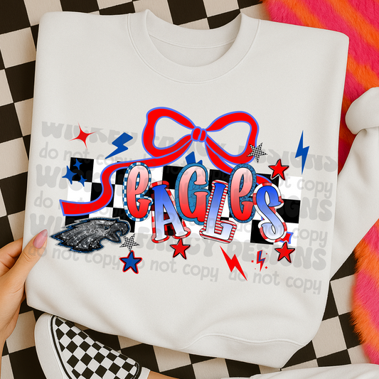 Eagles red blue crazy letters ; PNG DIGITAL FILE ONLY (SEPT2025)