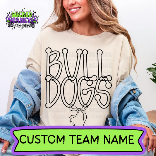 CUSTOM mascot name w/ BOW; PNG DIGITAL FILE ONLY