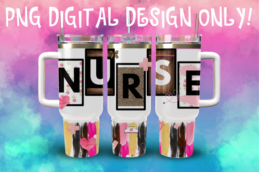 Nurse 40oz tumbler wrap top & bottom ; PNG DIGITAL FILE ONLY