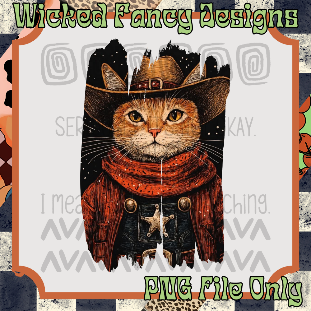 Cowboy Cat; PNG DIGITAL FILE ONLY