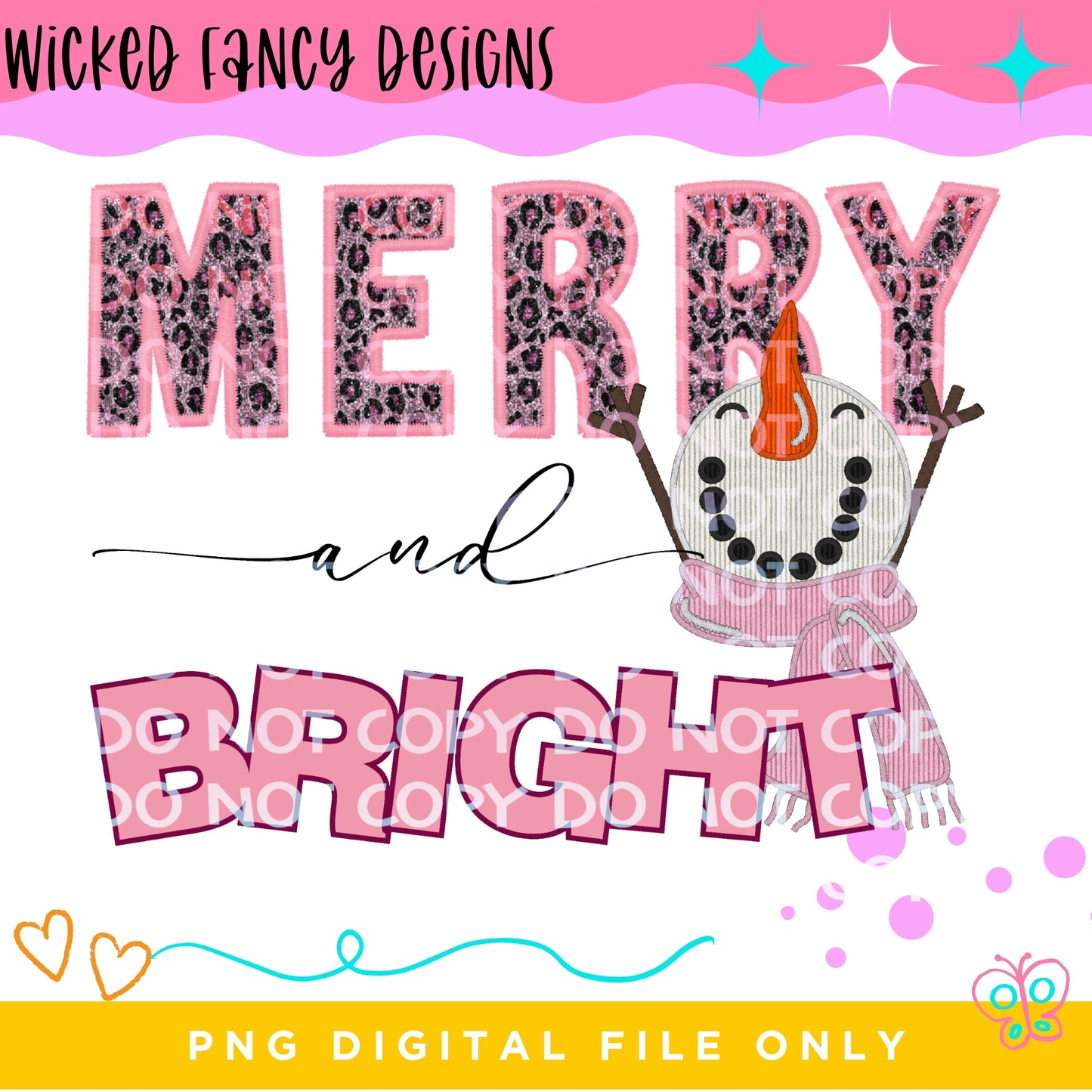 Merry & Bright; PNG DIGITAL FILE ONLY