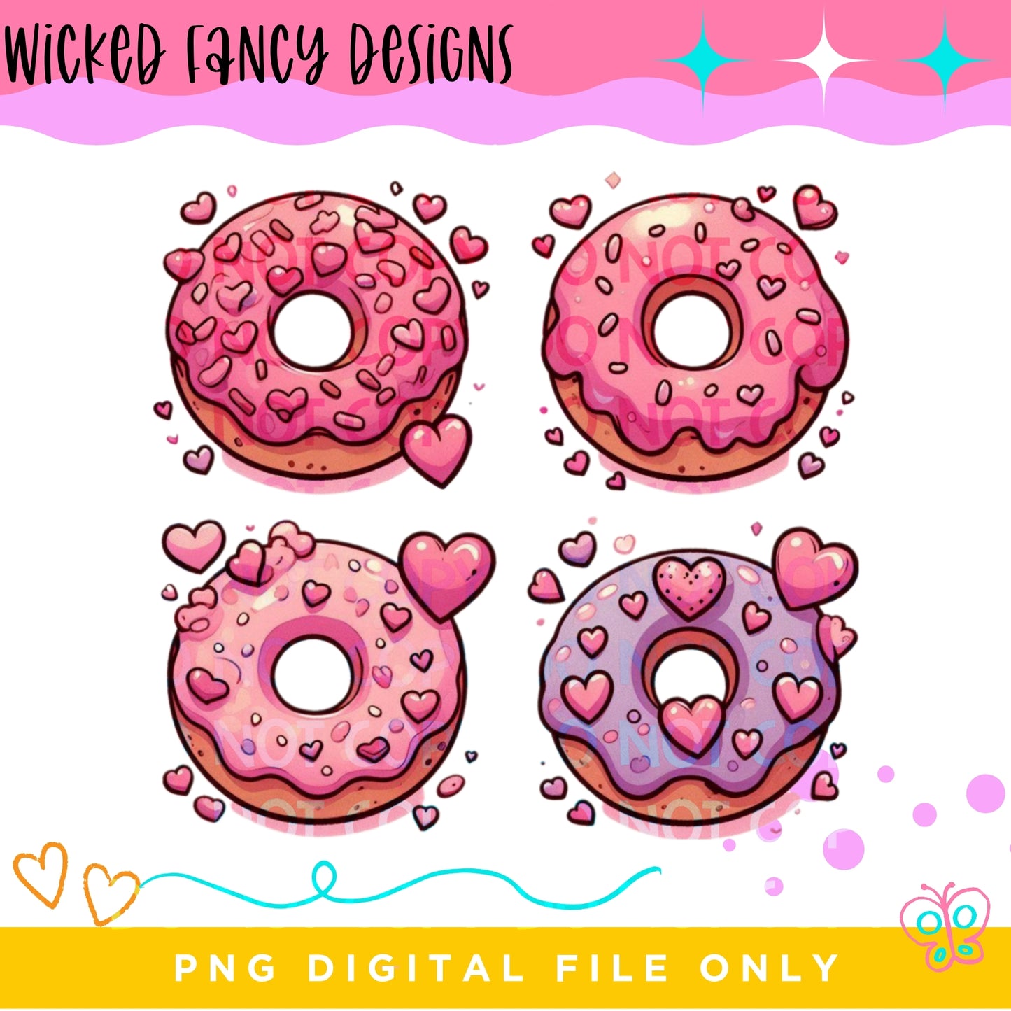 4 Lovely donuts ; PNG DIGITAL FILE ONLY