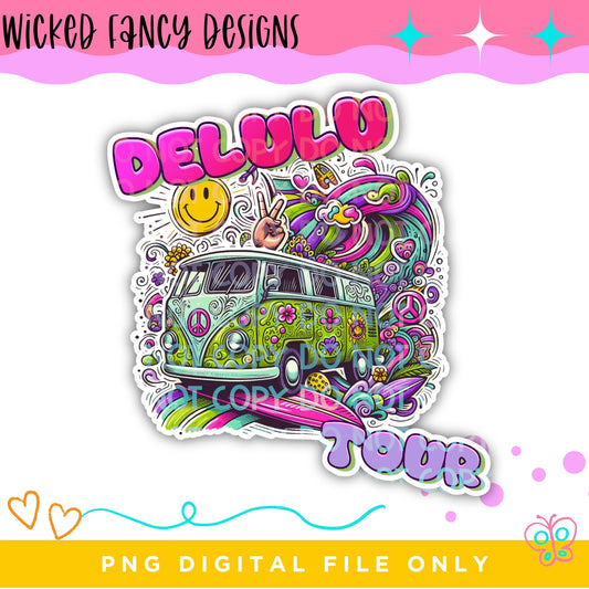 Delulu Tour- white outline; PNG DIGITAL FILE ONLY