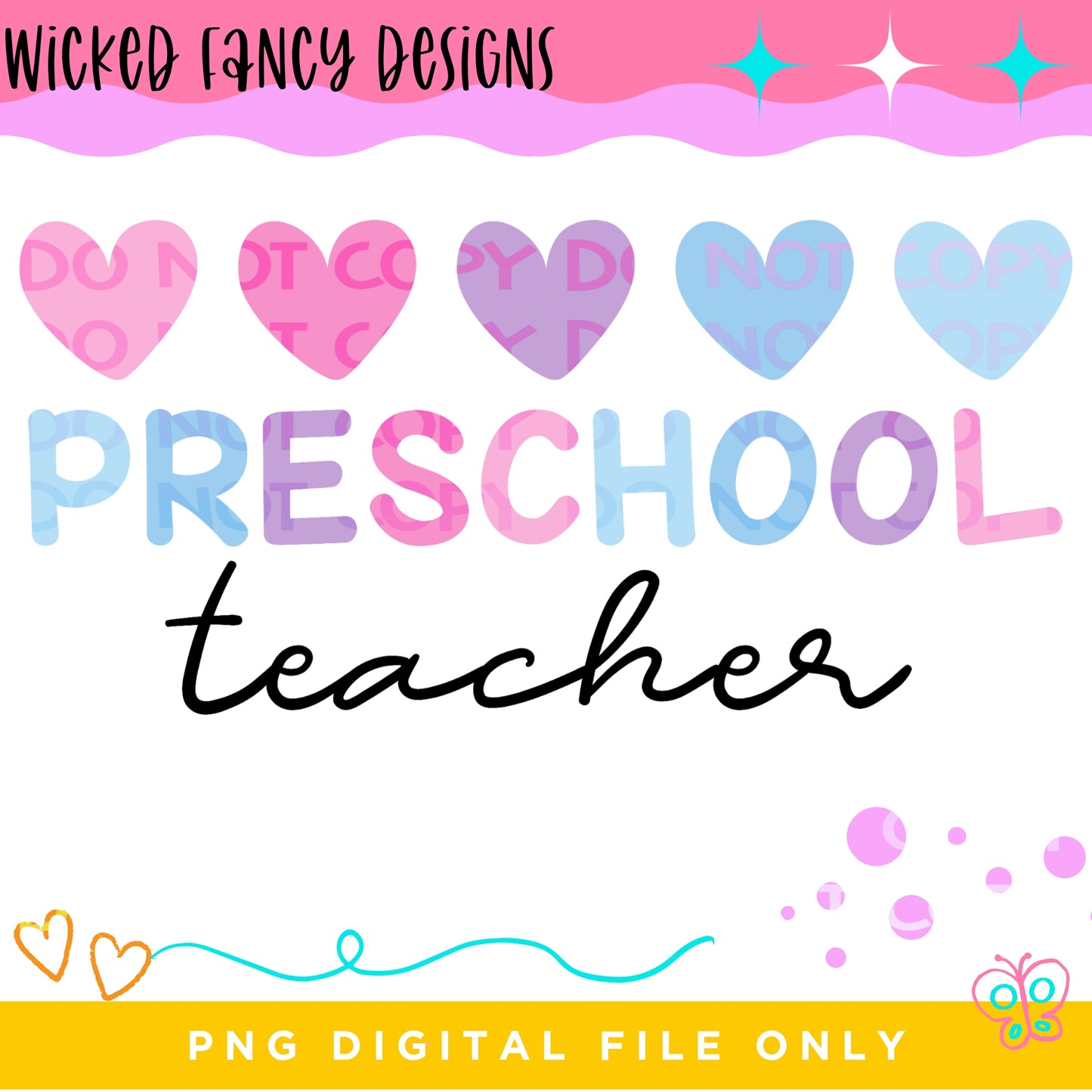 Preschool Teacher ; PNG DIGITAL FILE ONLY