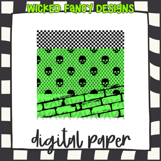 Lime green skellies ; digital paper