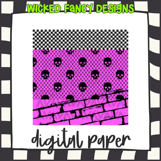 Hot pink skellies ; digital paper