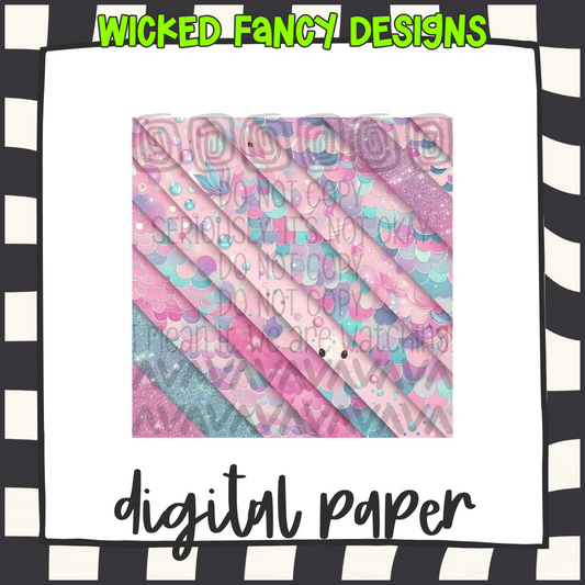 Mermaid faux glitter ; digital paper