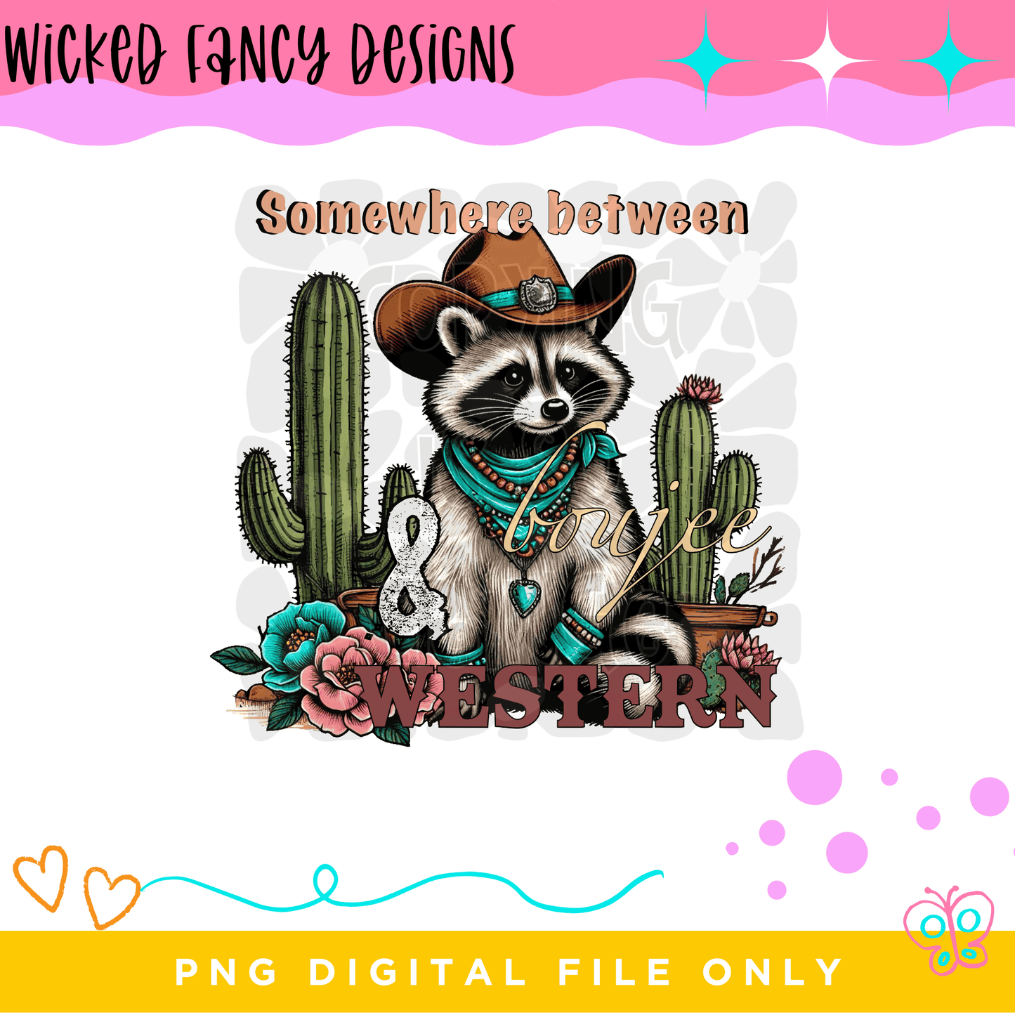 Boujee Western raccoon 🦝 ; PNG DIGITAL FILE ONLY