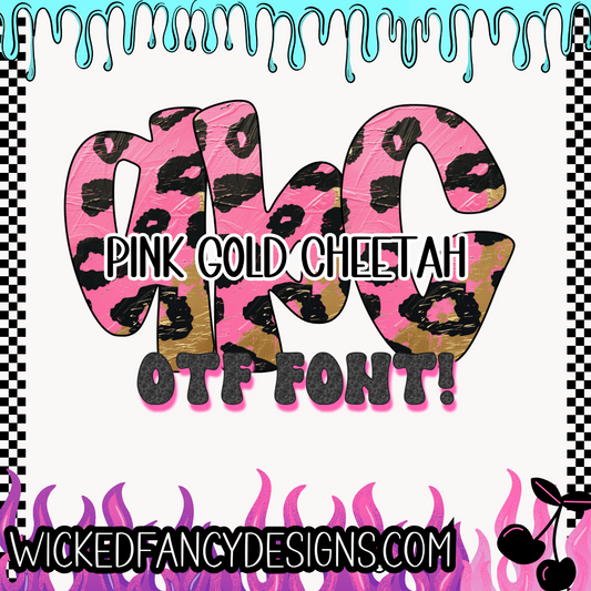 Pink and gold foil cheetah OTF font